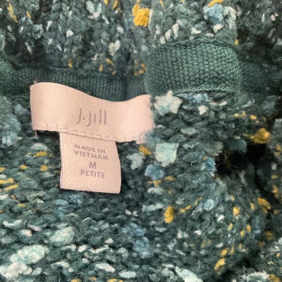 J Jill petites Speckled Pullover Cowl Turtle Neck Sweater women’s MP Teal green - Picture 4 of 12